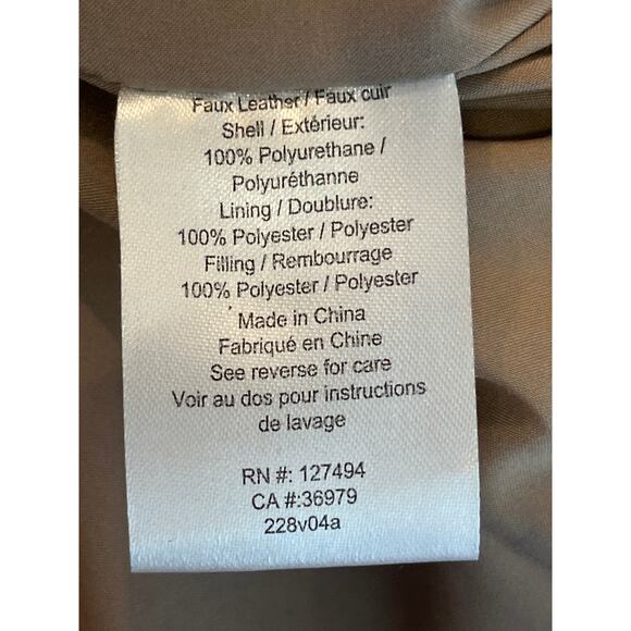 Heartloom Medium Puffer Vest in Driftwood Mocha Brown Faux Leather Snap Front - Picture 6 of 8